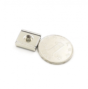 Strong Neodymium Rectangular Pot Magnets 15x13.5x5mm with Counterbore, Countersunk Hole