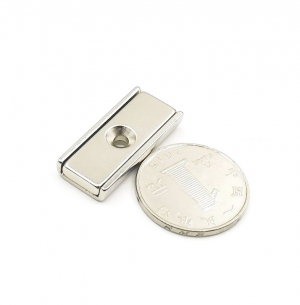 Strong Neodymium Rectangular Pot Magnets 30x13.5x5mm with Counterbore, Countersunk Hole