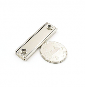 Strong Neodymium Rectangular Pot Magnets 50x13.5x5mm with Counterbore, Countersunk Hole